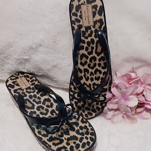 Kate Spade New York Leopard Wedge Sandals Size 9 EUC